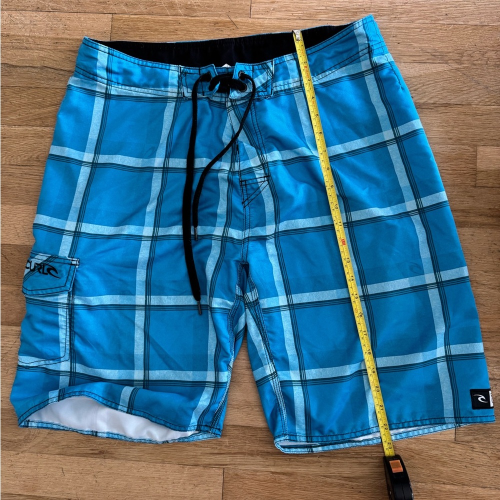 Rip Curl Men’s Turquoise Plaid Hybrid Swim Shorts